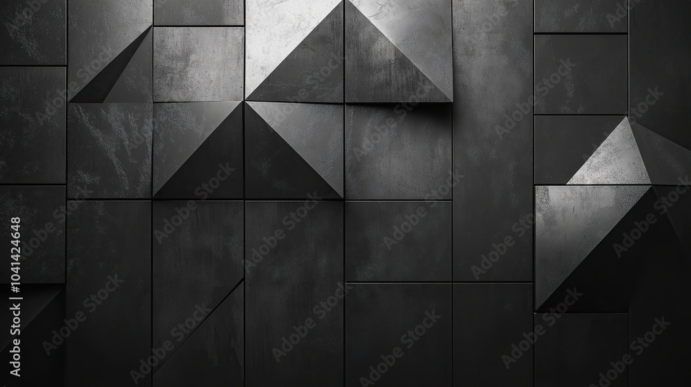 Aufkleber abstract monochrome triangular mosaic: a study in depth and dimension