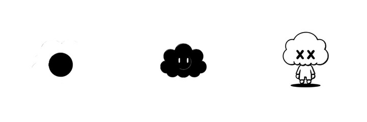 An illustration featuring a blue flower on a white background. A trendy flat style illustration, with doodles. A children's illustration.