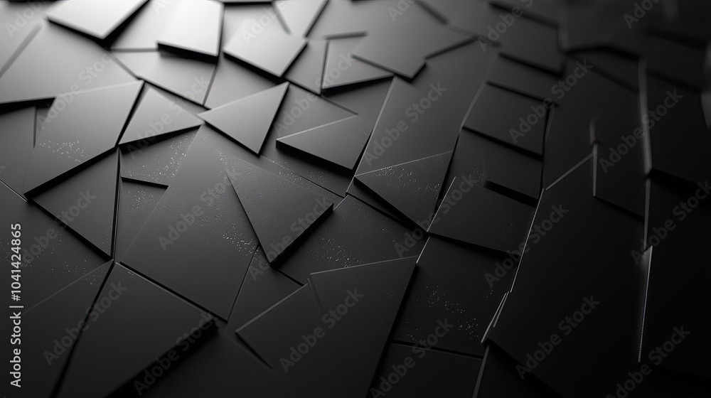 Poster abstract monochrome triangular mosaic: a study in depth and dimension