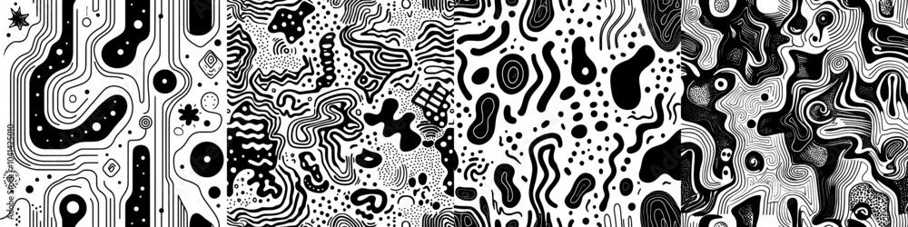Poster charcoal doodle scribble abstract line art pattern perfect for textiles, wrapping papers, wallpaper,