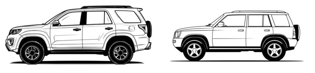 SUV Car Outline for Coloring and Design