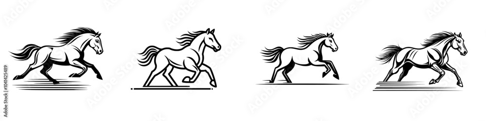 Poster design in trendy style of horse racing icon line