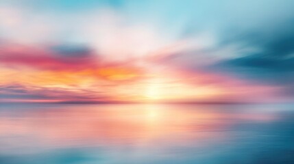 Fototapeta premium Abstract blurred scenic view featuring a vibrant sky natural elements ocean and clouds