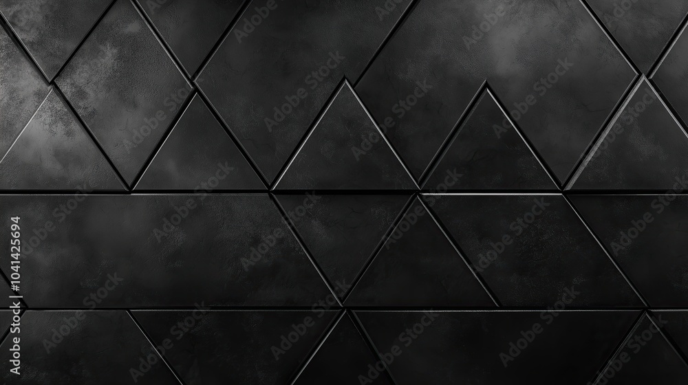 Poster abstract monochrome triangular mosaic: a study in depth and dimension