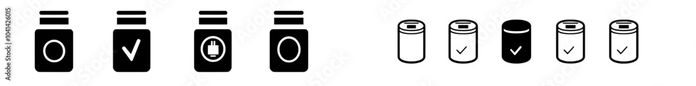 Poster symbol or logo representing accumulator. modern set of battery charge icons. indicator battery illus