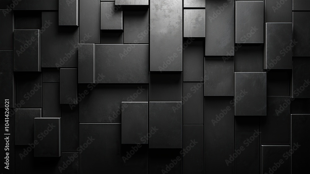 Poster abstract monochrome triangular mosaic: a study in depth and dimension