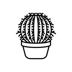 Barrel Cactus Outline Icon, Vector illustration