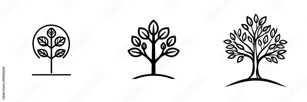 Poster on a white background, there is a black and white outline of a tree.
