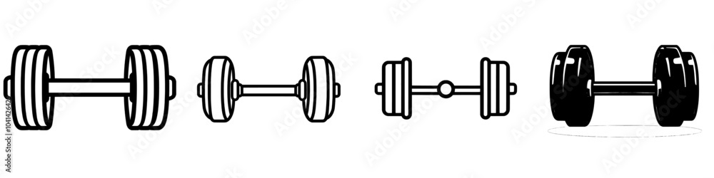 Poster an icon of the dumbbell barbell in a modern style with a solid design