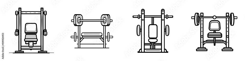 Poster bench press icon line in trendy style with incline design