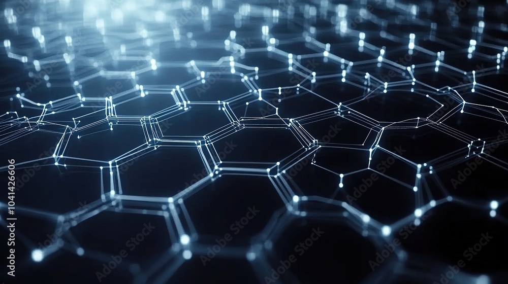 Poster abstract hexagonal pattern with light glow effect