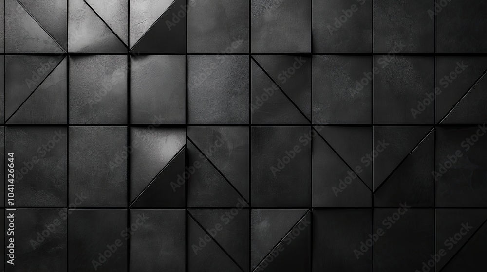 Poster abstract monochrome triangular mosaic: a study in depth and dimension