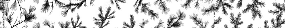 Aufkleber christmas ornament for wrapping paper and decor with seamless pattern of modern pine branches drawn 