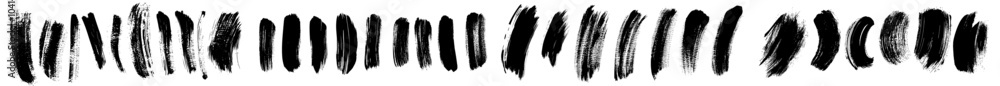 Aufkleber a set of artistic hand painted grunge brush strokes and blobs isolated in black ink. abstract unique