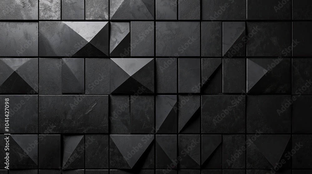 Poster abstract monochrome triangular mosaic: a study in depth and dimension