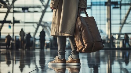 Fototapeta premium Stylish Versatile Travel Outfit with Trench Coat
