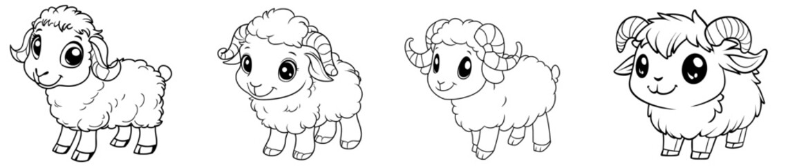 Obraz premium An illustration of a cute sheep character created with line art