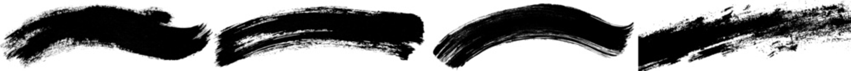 Brush strokes in modern paint, thick grunge lines and rectangle shapes. Sketchy bold horizontal line. Black ink brush strokes. Highlighting with grunge marker.