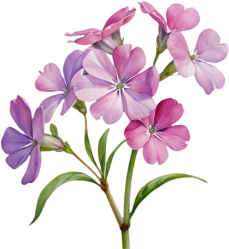 Delightful Drummond Phlox Watercolor Painting Print. 