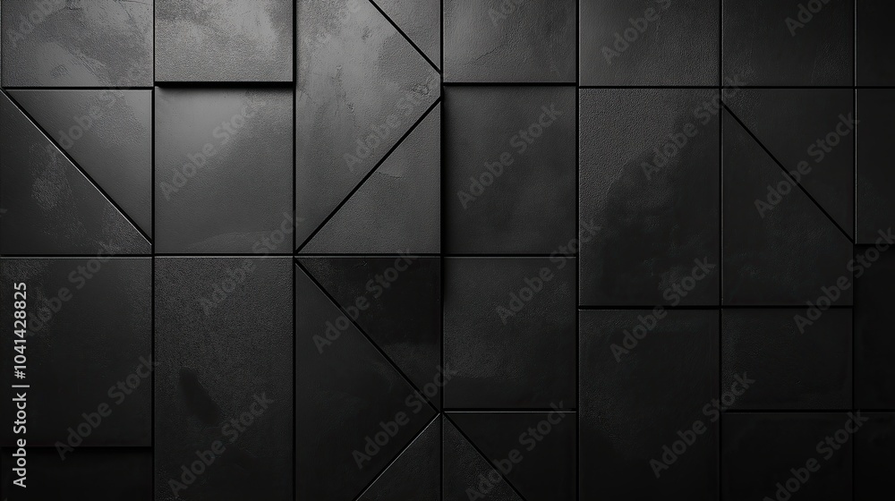 Poster abstract monochrome triangular mosaic: a study in depth and dimension