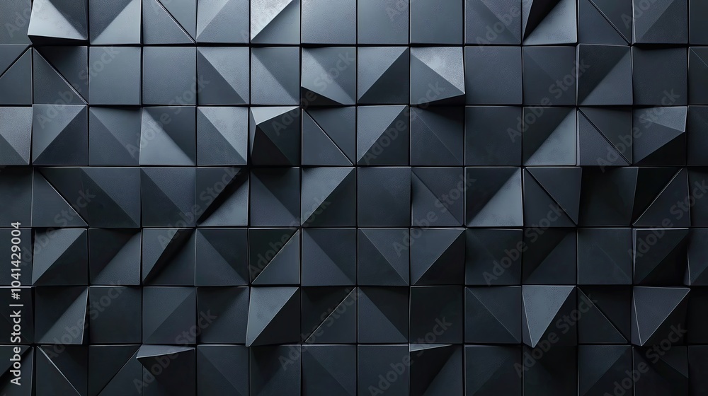 Poster abstract monochrome triangular mosaic: a study in depth and dimension