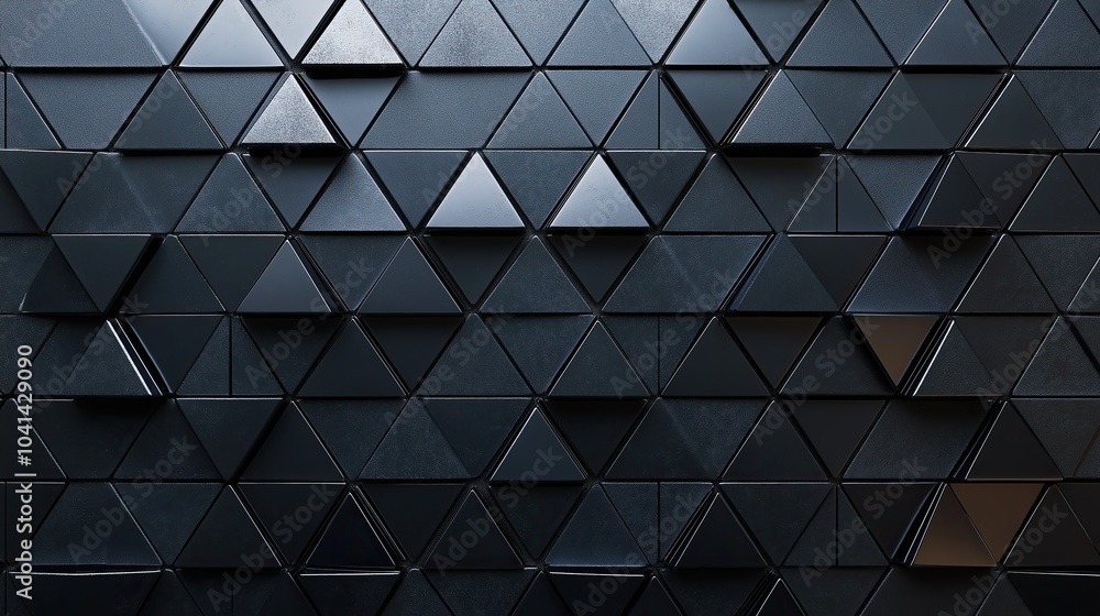 Poster abstract monochrome triangular mosaic: a study in depth and dimension