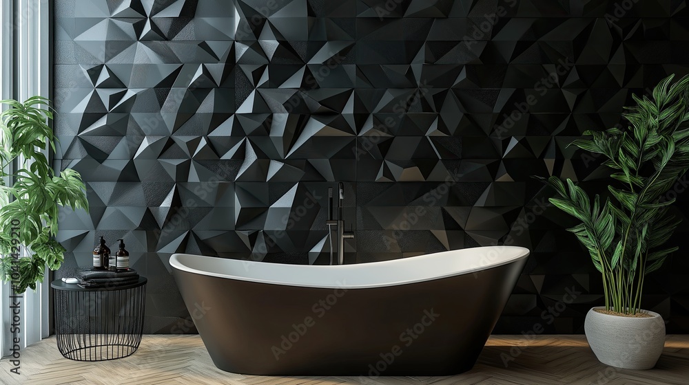 Poster abstract monochrome triangular mosaic: a study in depth and dimension