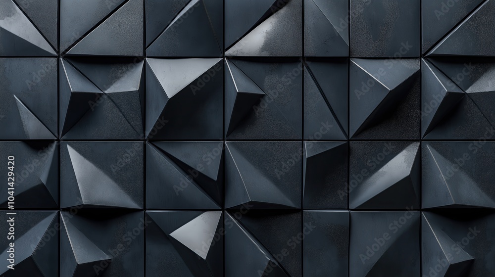 Poster abstract monochrome triangular mosaic: a study in depth and dimension