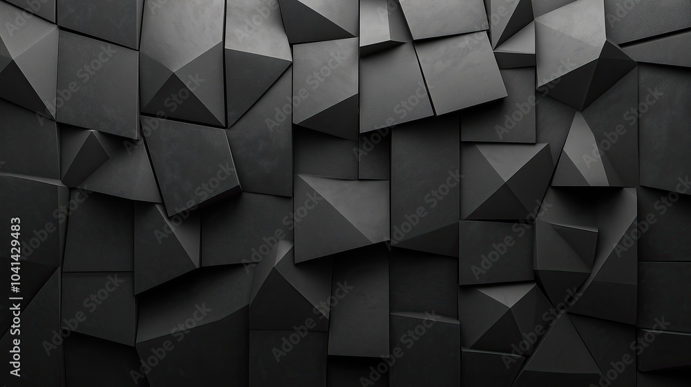Poster abstract monochrome triangular mosaic: a study in depth and dimension