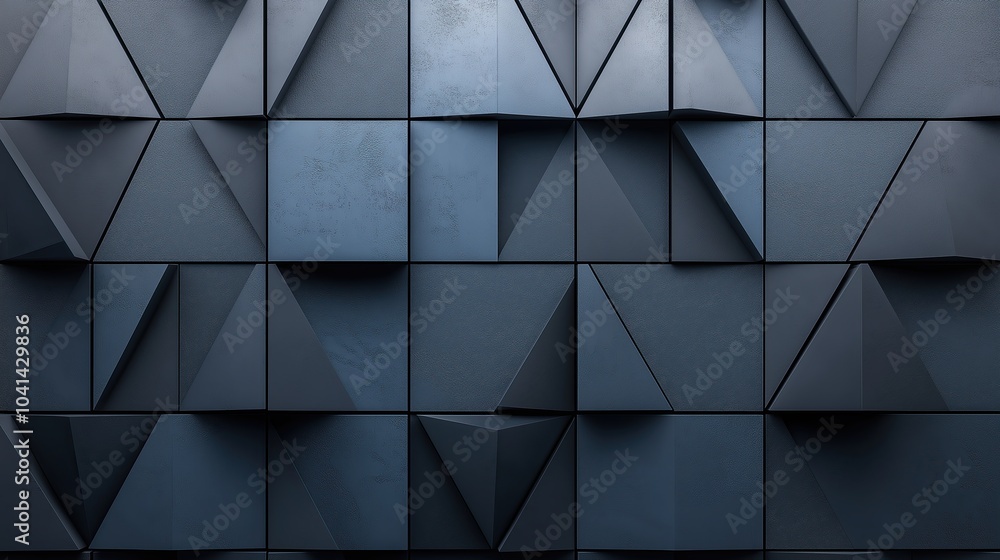 Poster abstract monochrome triangular mosaic: a study in depth and dimension