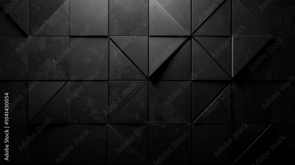 Poster abstract monochrome triangular mosaic: a study in depth and dimension