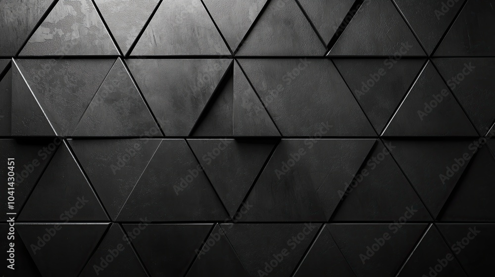 Poster abstract monochrome triangular mosaic: a study in depth and dimension