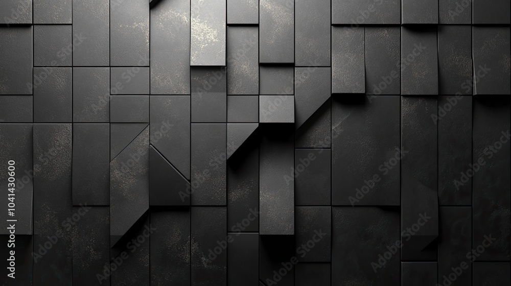 Poster abstract monochrome triangular mosaic: a study in depth and dimension