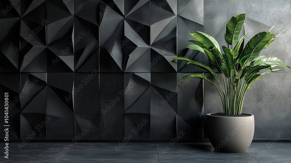 Poster abstract monochrome triangular mosaic: a study in depth and dimension
