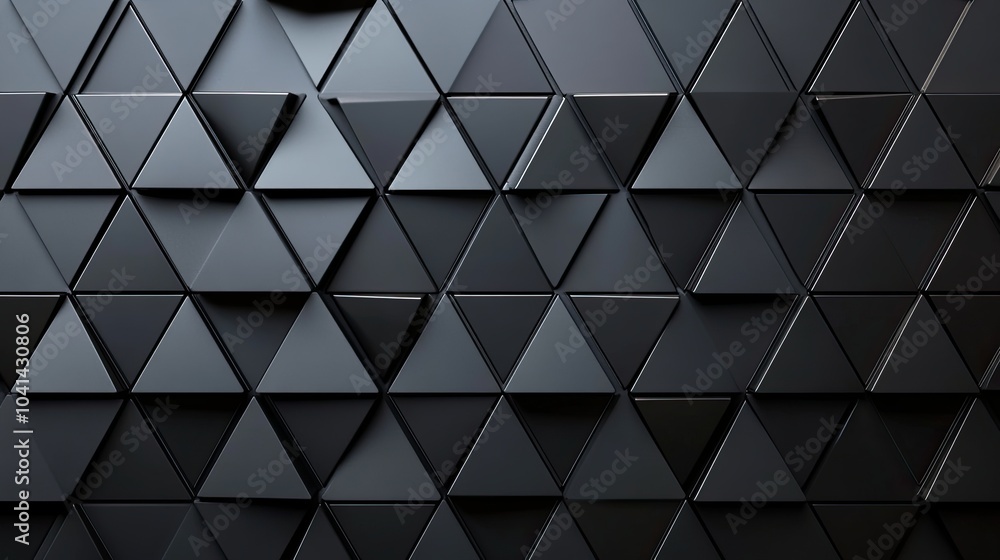 Poster abstract monochrome triangular mosaic: a study in depth and dimension