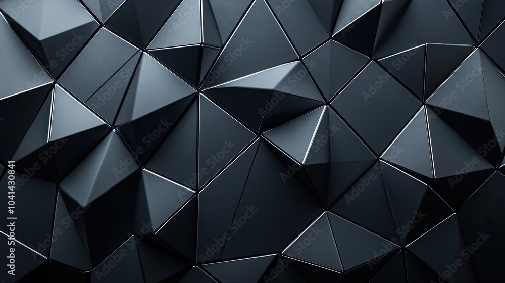 Poster abstract monochrome triangular mosaic: a study in depth and dimension