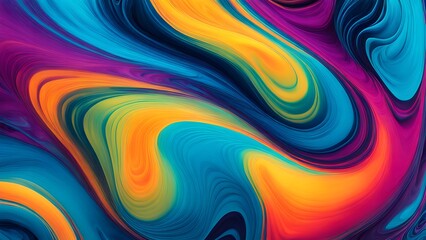 Obraz premium Vibrant and Hypnotic Swirl of Multicolored Abstract Fluid Art, Blending Warm and Cool Tones in a Mesmerizing Dance of Colorful Waves and Motion (22)