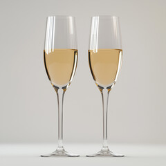 Two Glasses of Sparkling Wine Ready for a Toast.