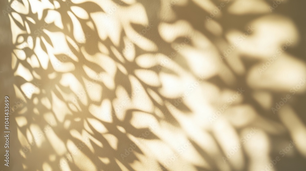 Poster shadow overlay of abstract patterns on a soft cream wall background, adding a creative and artistic 