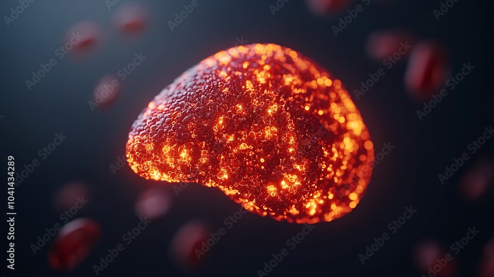 Aufkleber stunning visualization of a luminous lava-like form surrounded by glowing particles in an abstract s