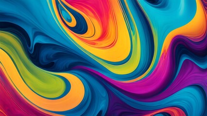 Vibrant and Hypnotic Swirl of Multicolored Abstract Fluid Art, Blending Warm and Cool Tones in a Mesmerizing Dance of Colorful Waves and Motion (69)