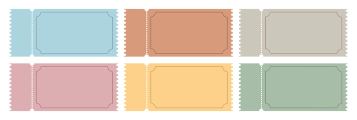 Vintage ticket templates with blank space for text isolated on transparent background