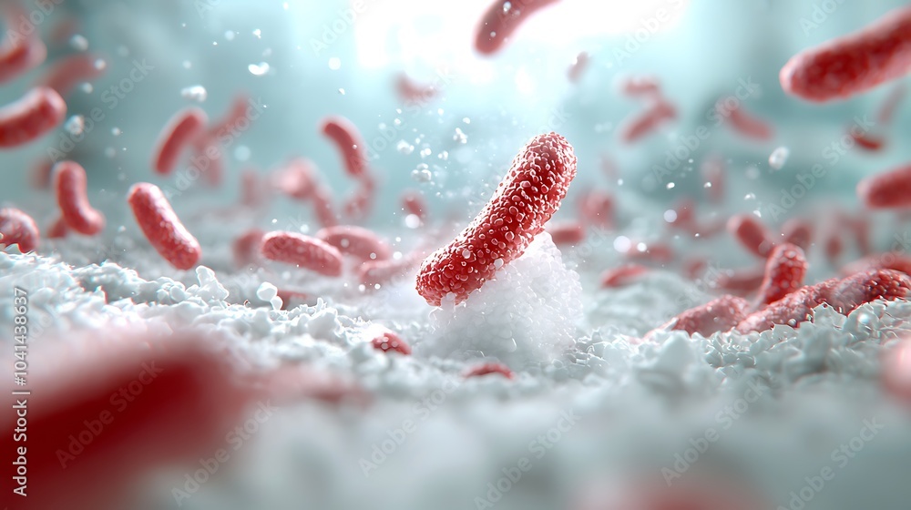 Poster exploring the microbial world a close-up of bacteria in motion and their role in ecosystems and heal