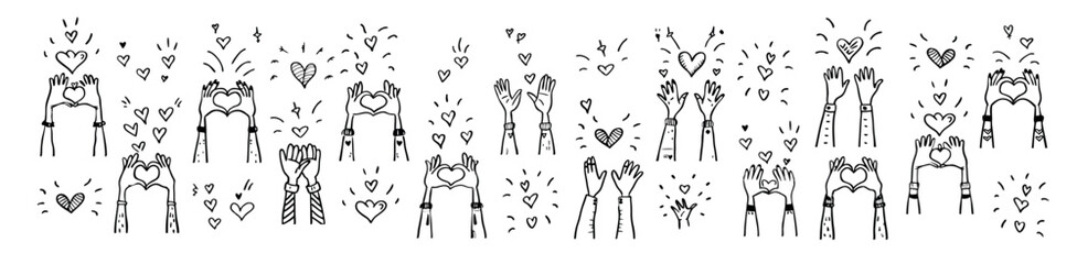 Fototapeta premium hands making heart shapes with fingers, friendship support compassion care