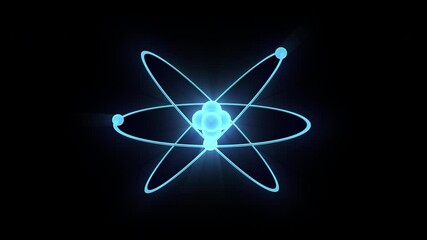 An atom with a steady orbit spinning electrons holographic look, seamless loop, and alpha channel