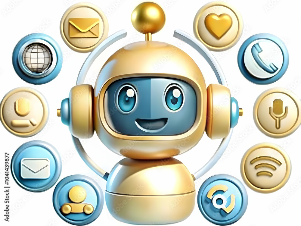 Poster ai chatbot icons on plain background for digital customer support - creative arrangement with copy s