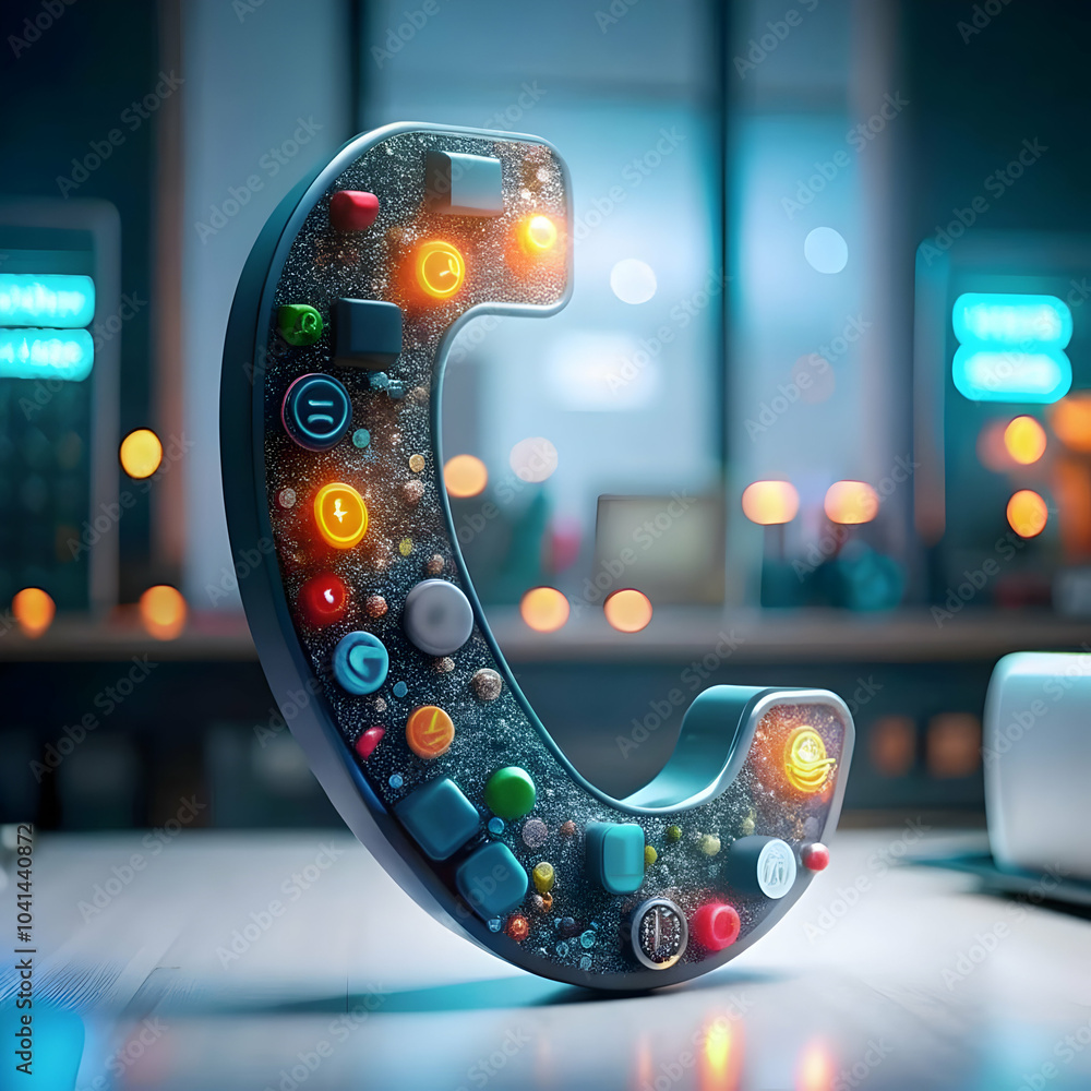Poster ai customer support helpline image with symbols on plain background, symbolizing enhanced services w