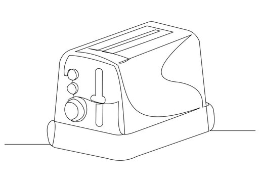 recommend clip art: Continuous single line sketch drawing of electric bakery  bread toaster for breakfast food. Household home kitchen appliance tool electronic electrical one line vector illustration