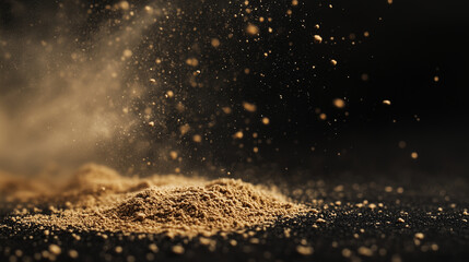 Sparkling Gold Powder in a Cloud with Floating Particles