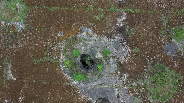 aerial view of the bomb hole on u-boot submarine dock, North Germany